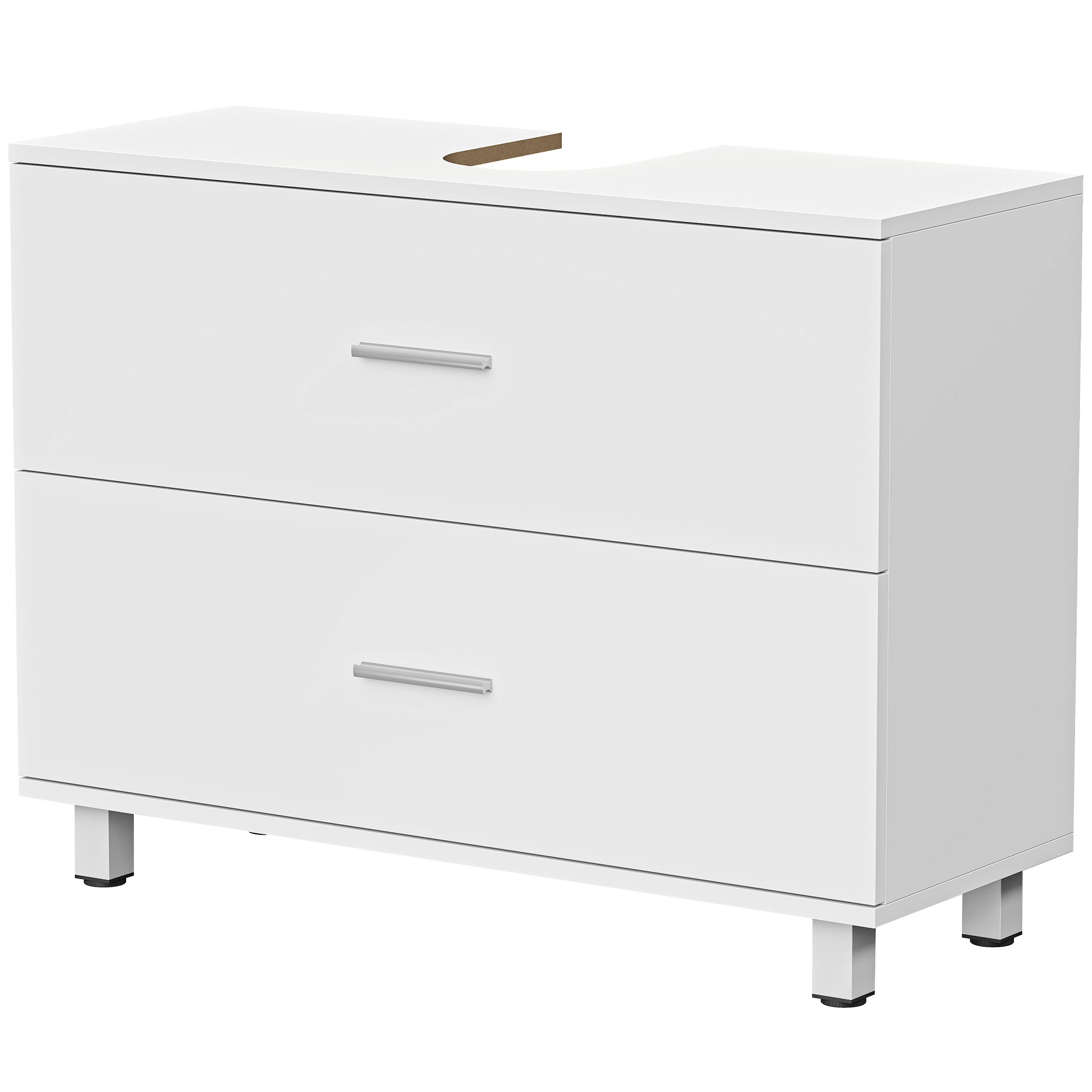 Moderner Unterschrank Mit 2 Schubladen, 80 X 30 X 60 Cm, Weiß