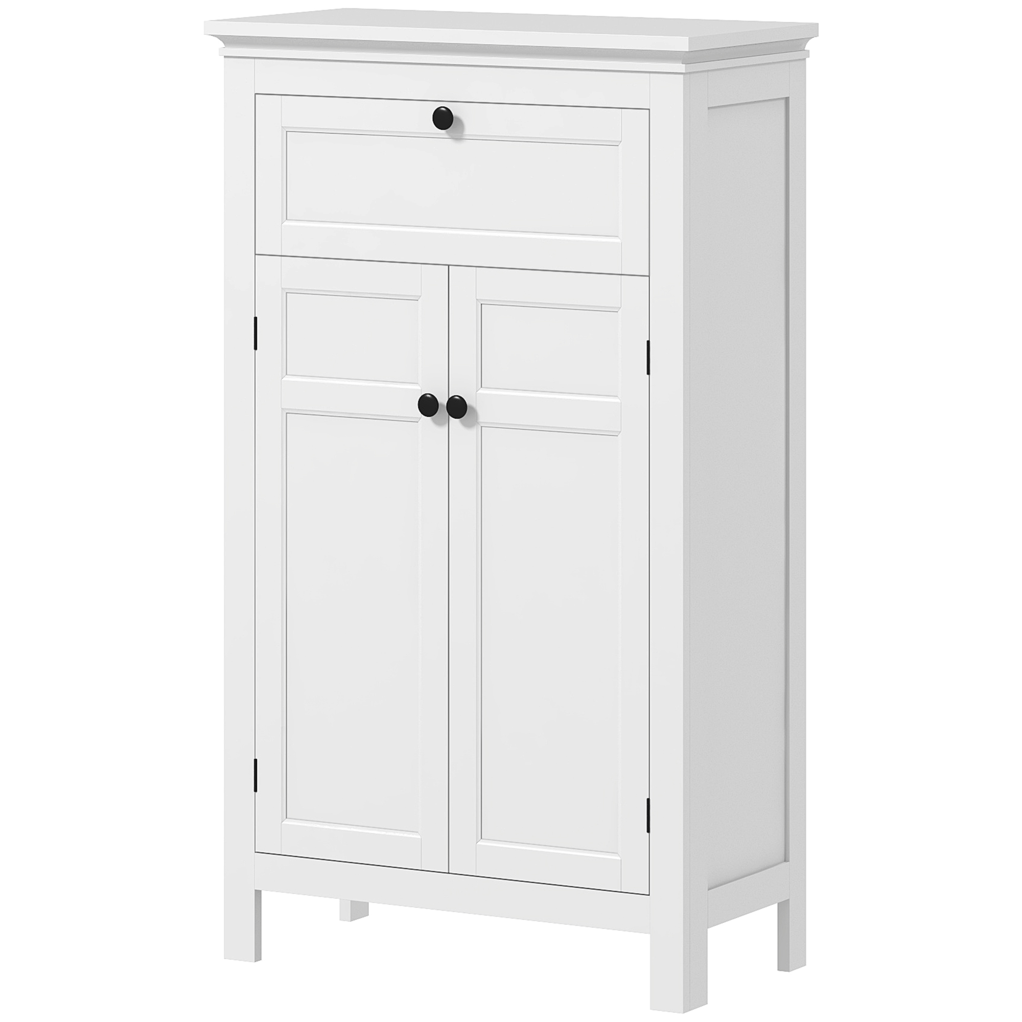 Weißer Badezimmerschrank, 102,5 Cm Breit, Mit Schublade Und Verstellbaren Einlegeböden, Freistehendes Aufbewahrungsmöbel