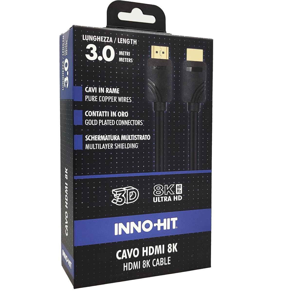Inno-hit Hdmi-kabel Vergoldete Kontakte 8k 60hz 3m Schwarz