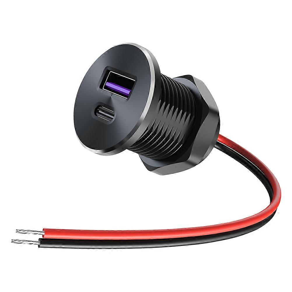 Versenkte 12v Usb-buchse, 30w Pd Typ-c Und 18w Qc3.0 Schnellladegerät Aus Aluminium Für Wohnmobile, Wohnwagen, Lkws Und Boote.