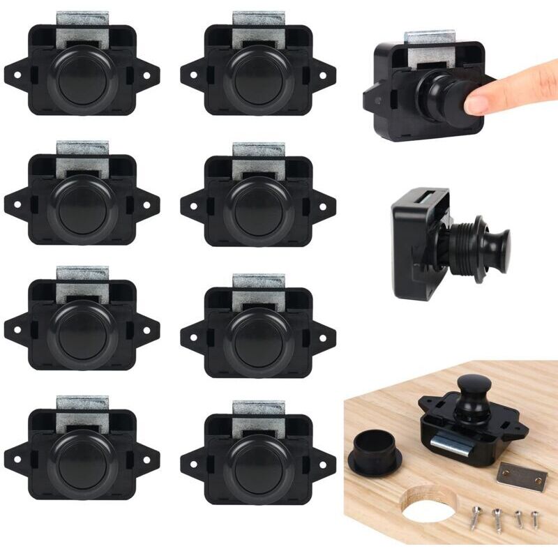 [neuwertig]packung Mit 10 Druckknopfverschlüssen Für Schranktüren, Druckknopfriegel, Verstellbar Für 15-18 Mm Dicke Türen, Geeignet Für Boote, Lieferwagen Und Yachten, Schrankschlösser, Möbelschlösser