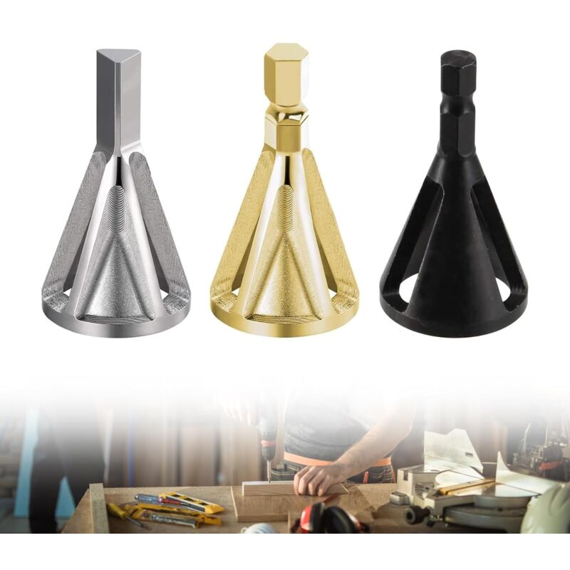 [neuwertig]außenentgratungs- Und Anfaswerkzeug, 3-teilig, Zum Entgraten Von Bohrern Beim Fräsen, Geeignet Für Verschiedene Bohrer (gold, Silber, Schwarz)