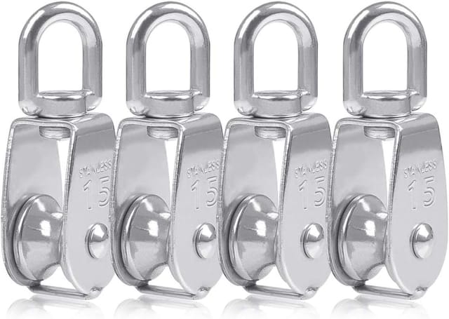 Einzelrolle Für 15-mm-seil, Edelstahl, Kletterrolle, Lastrolle, Heberolle, Kapazität: 4 Stück, Silber