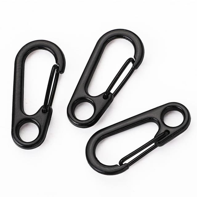 15 Karabinerhaken Zum Klettern Und Wandern, Multifunktionale D-ring-karabiner Aus Robustem Aluminium Mit Hakenkappe Für Camping, Reisen, Wandern Und Outdoor-aktivitäten (schwarz), Länge 33 Mm, Innendu