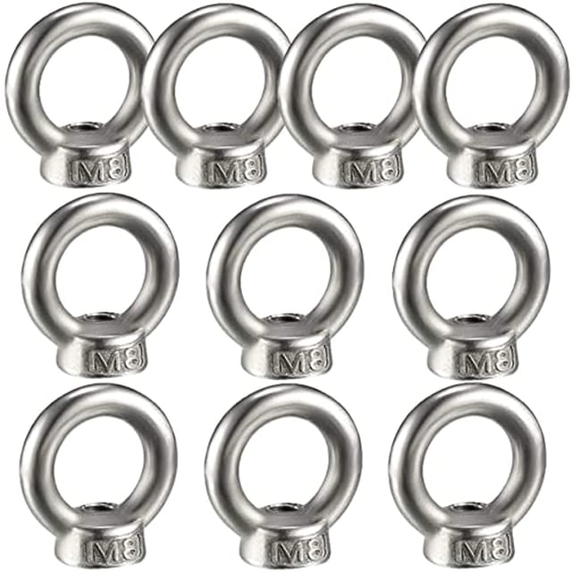 10 Stück Hebeösenmutter, weibliche Ringmutter zum Heben von Edelstahl 304, 10 Stück, M8