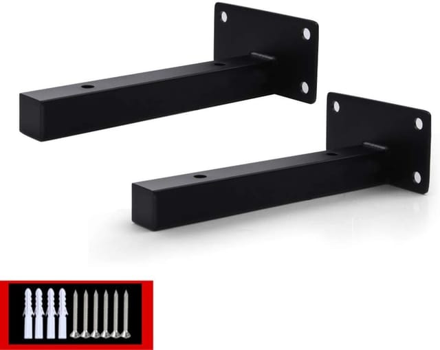 Aougo - Stück robuste schwimmende Regalhalterung, verdeckte Wandmontage-Hardware-Halterung, Metall-Regalhalterung, Edelstahl, schwarz (150 mm)