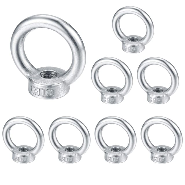 Aougo - M10 Ringmutter, Hebeösenschraube, Ringmutter aus Edelstahl 304, Ringschraubenmuttern – 8 Stück