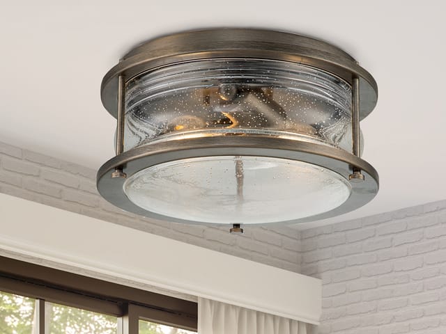Meinewunschleuchte - led Industrial Deckenleuchte für Innen & Außen, Bronze Ø30,5cm