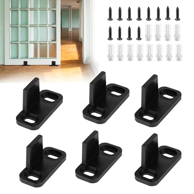 Vtizikl 6 PCS Guide de porte coulissante en plastique 45 20 24mm Guide de porte coulissante au sol Guide de sol anti-bruit multifonctionnel avec vis