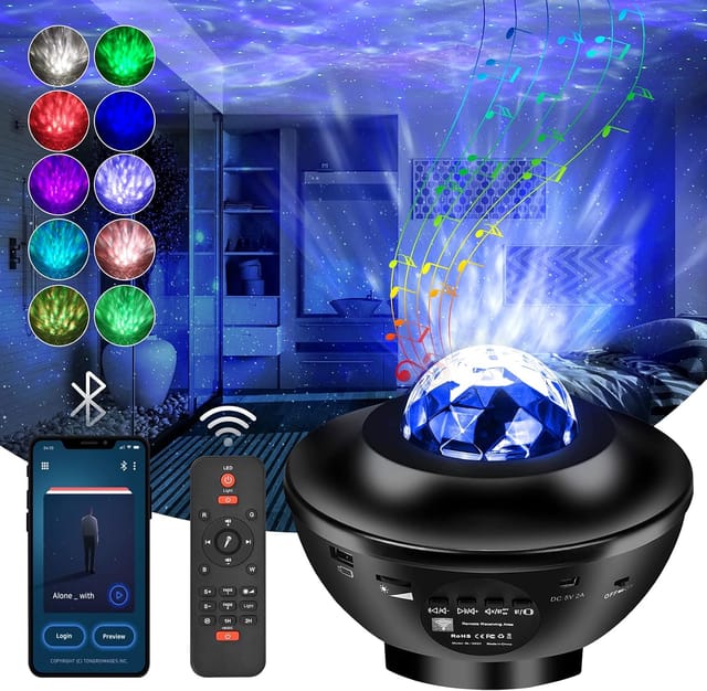 Sternenhimmel-Projektor, drehbares Nachtlicht mit 21 Modi, LED-Projektor mit Fernbedienung/Lautsprecher/Bluetooth-Verbindung, Galaxie-Projektor mit