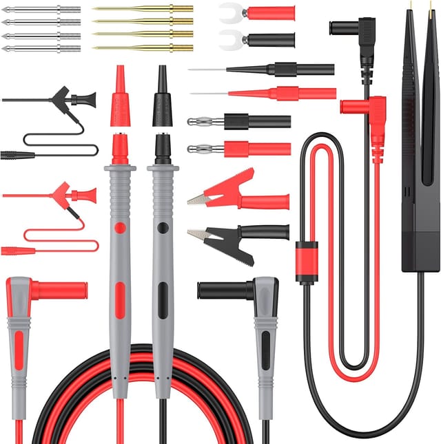 Vtizikl Kit de Câbles de Test Multi 21 en 1 Multimètre Électrique Câble Test avec Pinces Crocodile de Test Ressort Sonde Grabber Fiche Banane pour