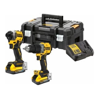 Dewalt - Werkzeuge - Akku-Set Schlagbohrmaschine und Schlagschrauber, 18V, 2x 5,0 Ah Akku powerstack, Ladegerät DCK2050H2T