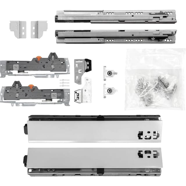 Blum Schubladenschienen tandem set Zargenhöhe 68mm, mit tip-on blumotion Einheit, 30kg, NL450mm, grau, bis KB600mm