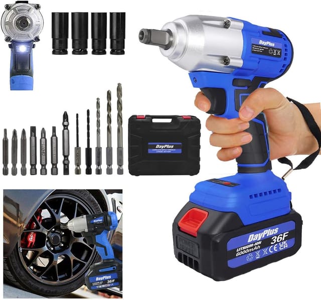 1/2 Zoll Bürstenloser Akku Schlagschrauber, 21v Elektrowerkzeug Mit 16tlg Bit-set , 420nm Akku Bohrmachine - Vorwärts & Rückwärtsdrehung, 4 X Steckdosen, 5 X Bohrer, 7 X Schraubendreherbits