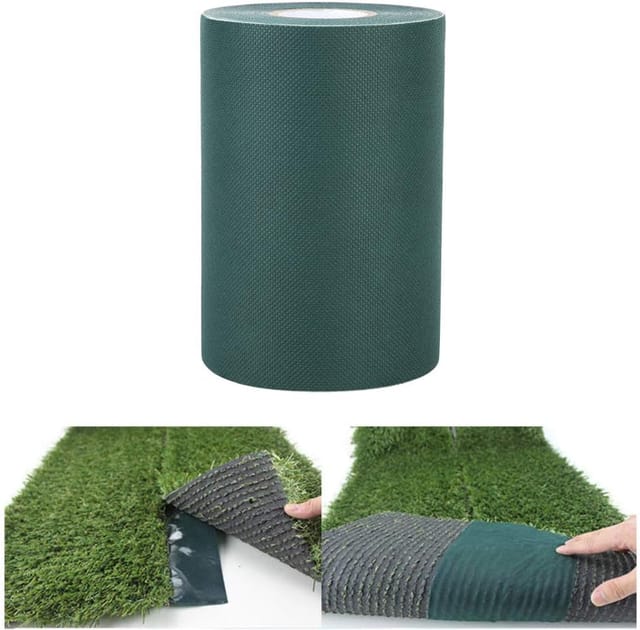 150 mm x 10 m Kunstrasenband, Rasenband, selbstklebendes Rasenteppichband (2 Farben) (Grün)