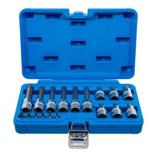 Bgs Technic - Bit-Einsatz-Satz Antrieb Innenvierkant 6,3 mm (1/4') / 12,5 mm (1/2') T-Profil (für Torx) mit Bohrung 18-tlg.