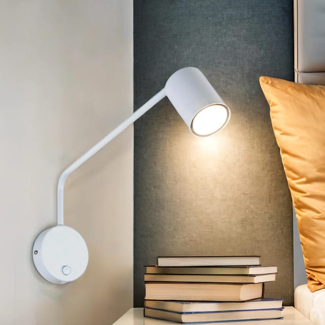 Wandlampe Weiß Schalter Metall verstellbar GU35 Wandleuchte
