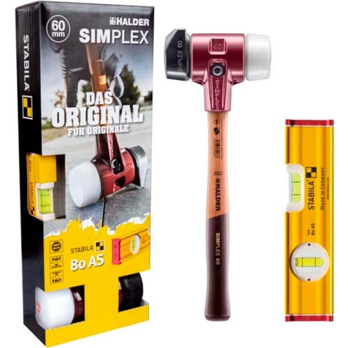 SIMPLEX-Plusbox Galabau Schonhammer D60 stabila Wasserwaage 3027s024 - Halder