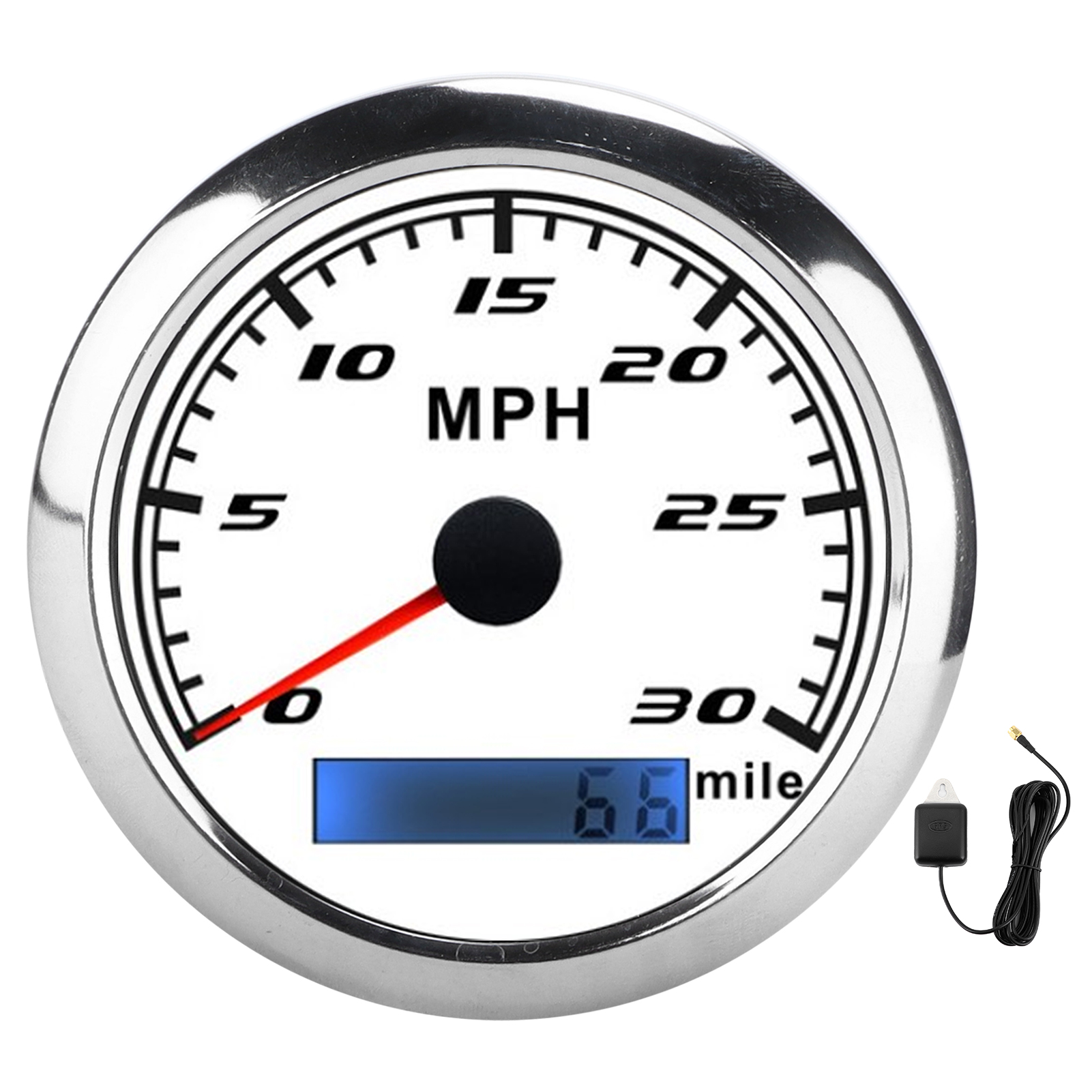 Universeller Gps-tachometer, 30 Mph, Geschwindigkeitsanzeige, Ip67 Wasserdicht, Mit Roter Hintergrundbeleuchtung Für Marine, Boot, Auto, Lkw, Weißes Zifferblatt