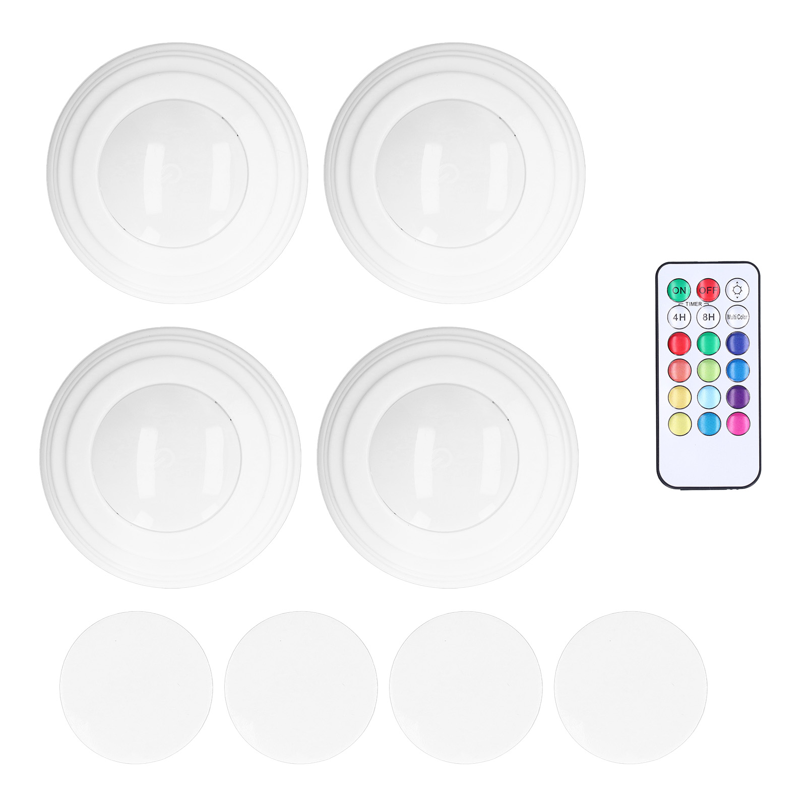 4-teiliges Led-puck-licht, Rgbw, 13 Farbmodi, Fernbedienung, Schlagfreie Installation, Energiesparende Kabellose Led-leuchten