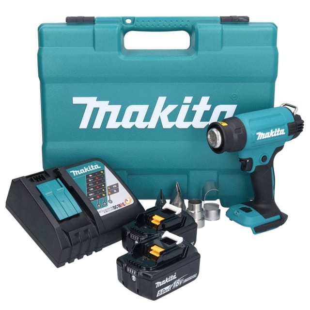 Dhg 181 rtk Akku Heißluftgebläse 18 v 150 - 550°C + 2x Akku 5,0 Ah + Ladegerät + Koffer - Makita