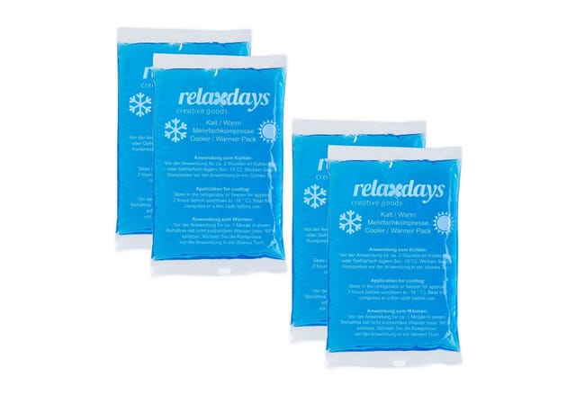 Kühlpads, 4er Set, Kalt-Warm-Kompressen, 9 x 15 cm, Erste Hilfe, wiederverwendbare Gelkühlkompressen, blau - Relaxdays