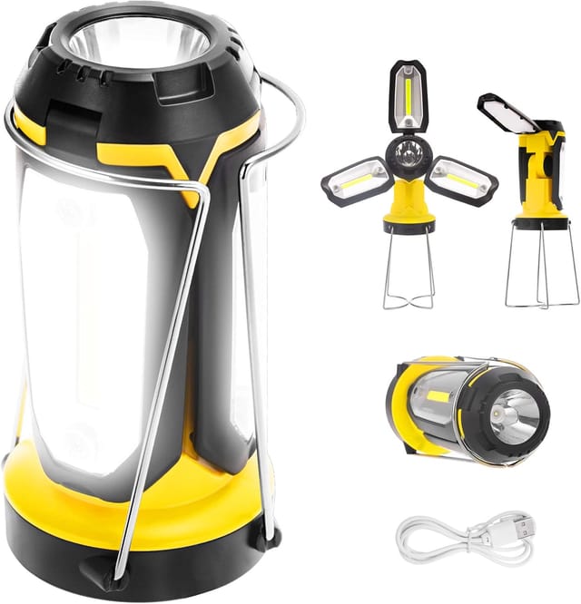Campinglaterne, Tragbare Led-taschenlampe, 6 Modi, Usb-betrieben, Ultrahell 1000 Lm, Faltbar, Wasserdicht, Geeignet Für Wandern, Camping, Angeln, Notfälle, Stromausfälle [energieklasse A+]