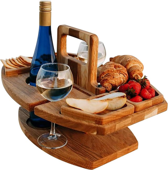 Picknicktisch Aus Holz Mit Weinglashalter, Tragbarer, Abnehmbarer Picknicktisch, Weintisch Für Den Außenbereich Für Zuhause, Camping, Reisen