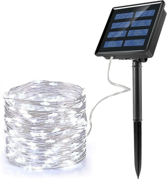 Solar-lichterkette Für Den Außenbereich, 200 Leds, 22 M, 8 Modi, Ip65, Wasserdicht, Für Zuhause, Outdoor, Garten, Hochzeit Und Weihnachtsfeier, Kaltweiß