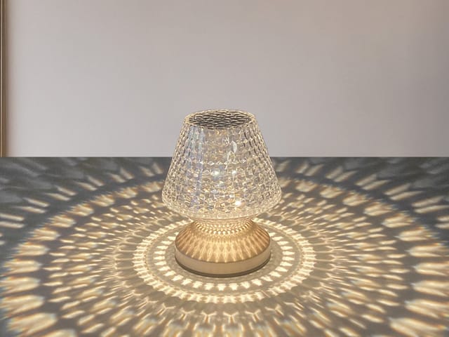 Kleine Akku Tischlampe MARIL in Kristall Optik touch dimmbar, Höhe 15cm