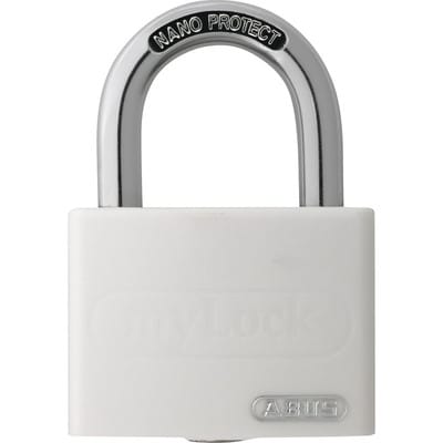 Vorhangschloss Aluminium T65AL/40 weiß gl.-6402 - Abus