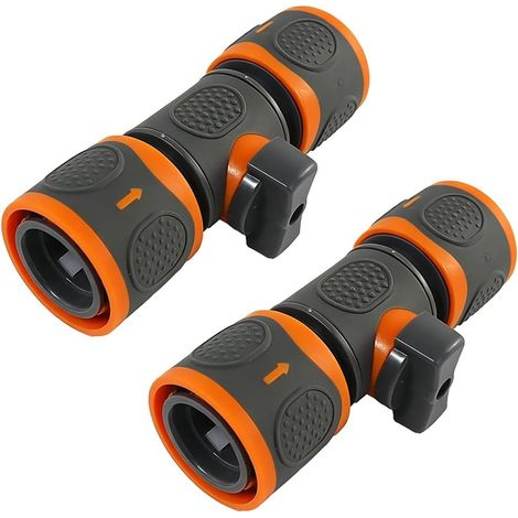 2 Stück Orangefarbene Schnellkupplungs-gartenschlauchanschluss-wasserhahndüse Mit Doppelausgangsreglerventil Für Gartenrasen, Wasserdruckbegrenzer-adapterzubehör -