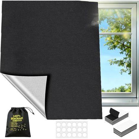 Verdunkelungsrollo Ohne Bohren, 100 X 145 Cm, 100 % Verdunkelung Für Fenster, Stoffrollo Mit Selbstklebendem Klettverschluss, Zuschneidbar, Dachisolierungsstoff 100 Cm X 145 Cm -
