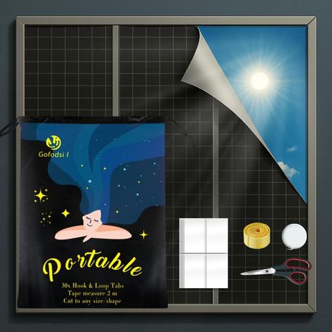 Verdunkelungsrollo Ohne Bohren – 300 Cm X 145 Cm. Für Dachfenster. Sonnenschutz. Tragbar. Mit 30 Klettverschlüssen. Individuell Zuschneidbar.