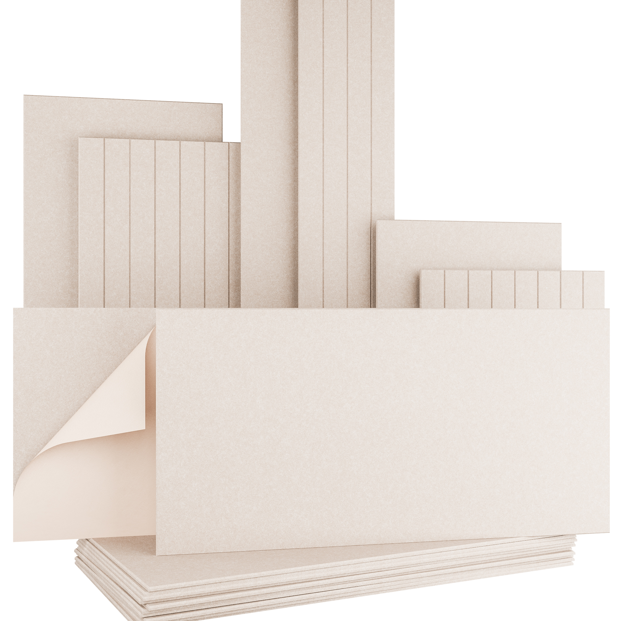 Akustiko Felt Akustikpaneele Selbstklebend Filz Wand- & Deckenplatten, Schlichte Oberfläche & Lamellenstruktur Beige: 8 Paneele, Plain 120x60cm