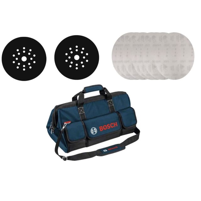 Trockenbau-Set, sia Schleifscheibe 7500 + Zwischenscheibe + Handwerkertasche, 153-teilig - Bosch