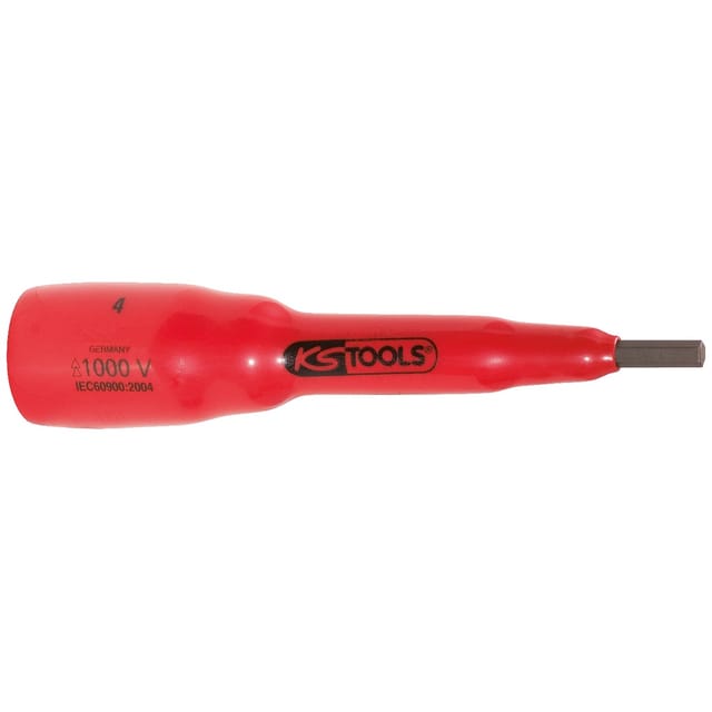 Ks Tools 3/8' Bit-Stecknuss mit Schutzisolierung für Innensechskant-Schrauben, 4mm,116mm lang - 117.3867