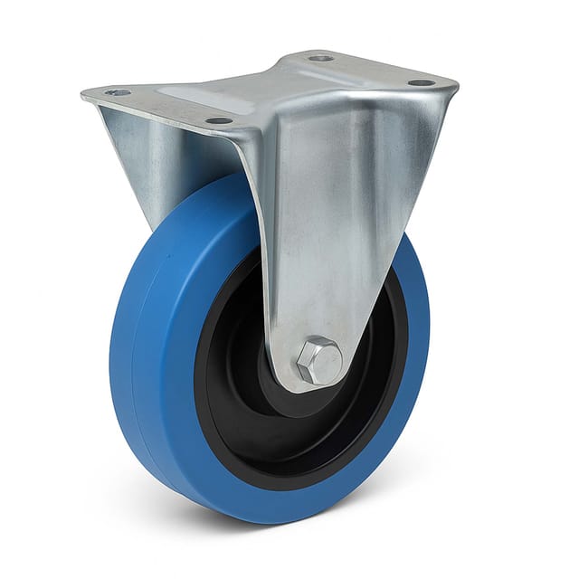 Wiltec Bockrolle Ø160mm mit Kunststoffrad und Anbauplatte bis 300kg Transportrolle leiser Lauf Dämpfung Apparaterolle Möbelrolle
