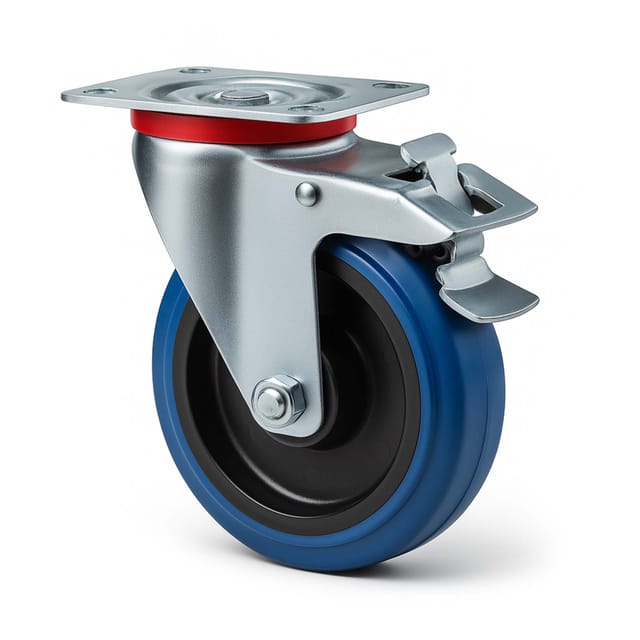 Lenkrolle 160mm bis 300kg mit Bremse, Kunststoffrad und Anbauplatte Transportrolle leiser Lauf Möbelrolle Laufrolle Möbel-Lenkrolle - Wiltec