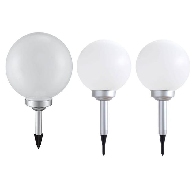 Etc-shop - 3er Set led Solar Außen Leuchte Garten Deko Steck Lampen Kugeln weiß 15 und 20 cm