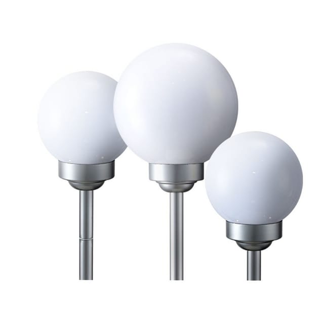 3er Set LED Solar Leuchte Kugeln Steckleuchten Gartenlampe Solarleuchte 15 und 20 cm Durchmesser