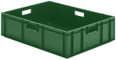 Transport-Stapelkasten B800xT600xH210 mm grün, geschlossen mit Griffloch la-ka-p