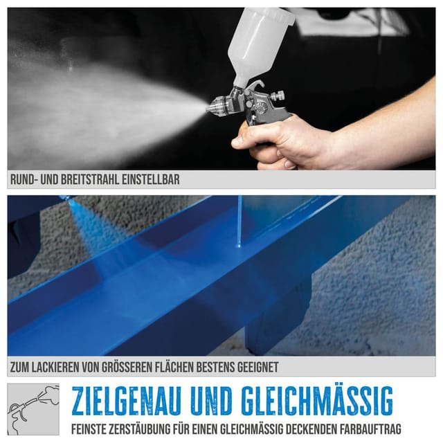 Güde Druckluft Farbspritzpistole / Lackierpistole Profi-F mit Fließbecher