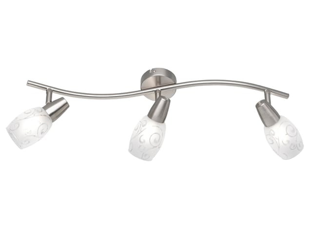 Trio Lighting - Deckenstrahler colmar 3-flammig Silber mit Dekorglas satiniert, Breite 56cm