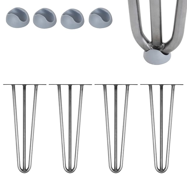 Tischbeine 4er Set Hairpin Leg Haarnadelbeine Tischgestell Tisch Tischkufen Legs Esstisch Harpins Tischbein 3 Streben Stahl - 45 Cm