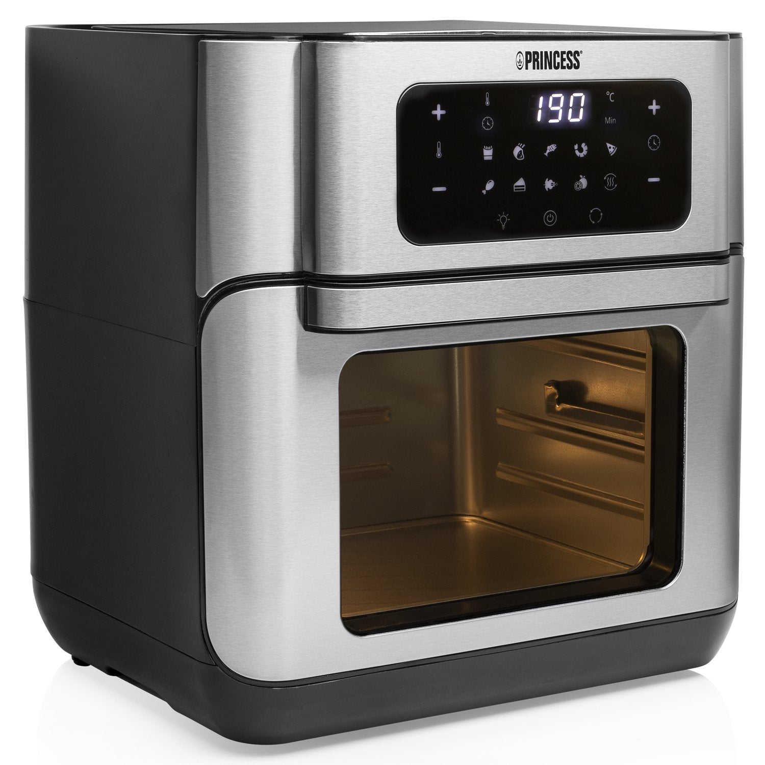 Princess - Digitale Heißluftfritteuse Mini Backofen mit Rotierkorb Grill 10Liter, 1500W