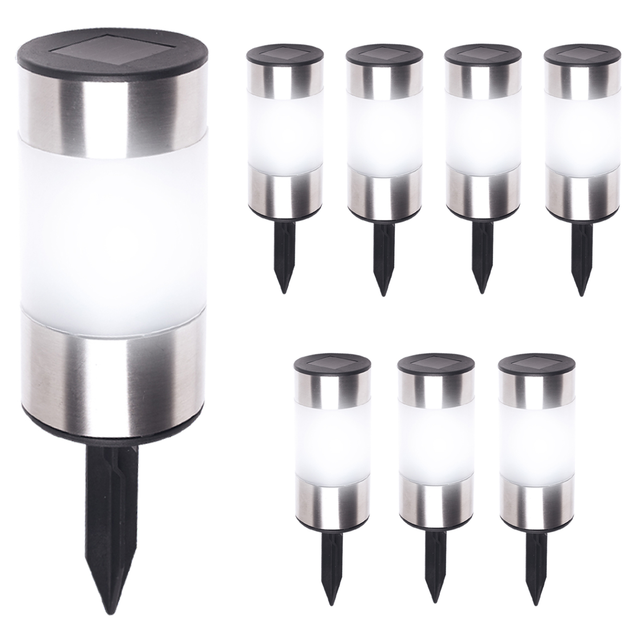 Set aus 8 Solarpollern Design Edelstahl 2 in 1