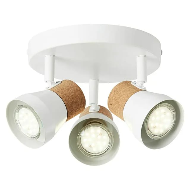 Brilliant - Lampe Moka Spotrondell 3flg weiß matt/braun 3x PAR51, GU10, 10W, geeignet für Reflektorlampen (nicht enthalten) Köpfe schwenkbar