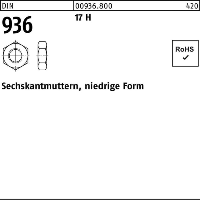 Sechskantmutter DIN 936 M 14 17 H