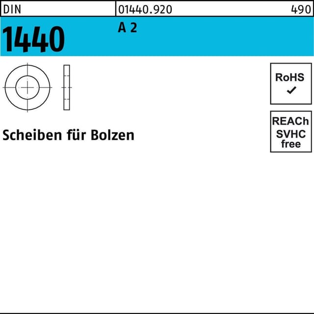 Scheibe DIN 1440 f.Bolzen 10 x 20 x 2,5 A 2